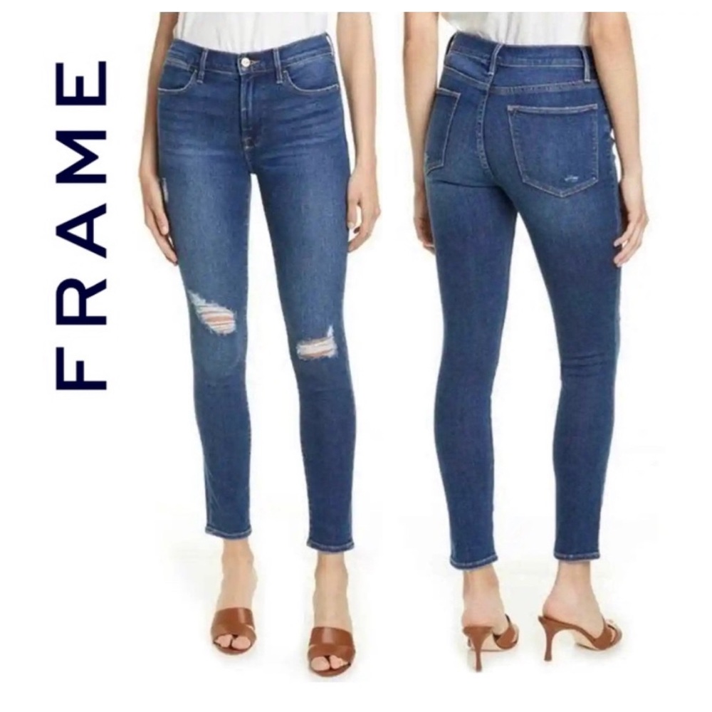 FRAME Le High Skinny Distressed Jeans 27